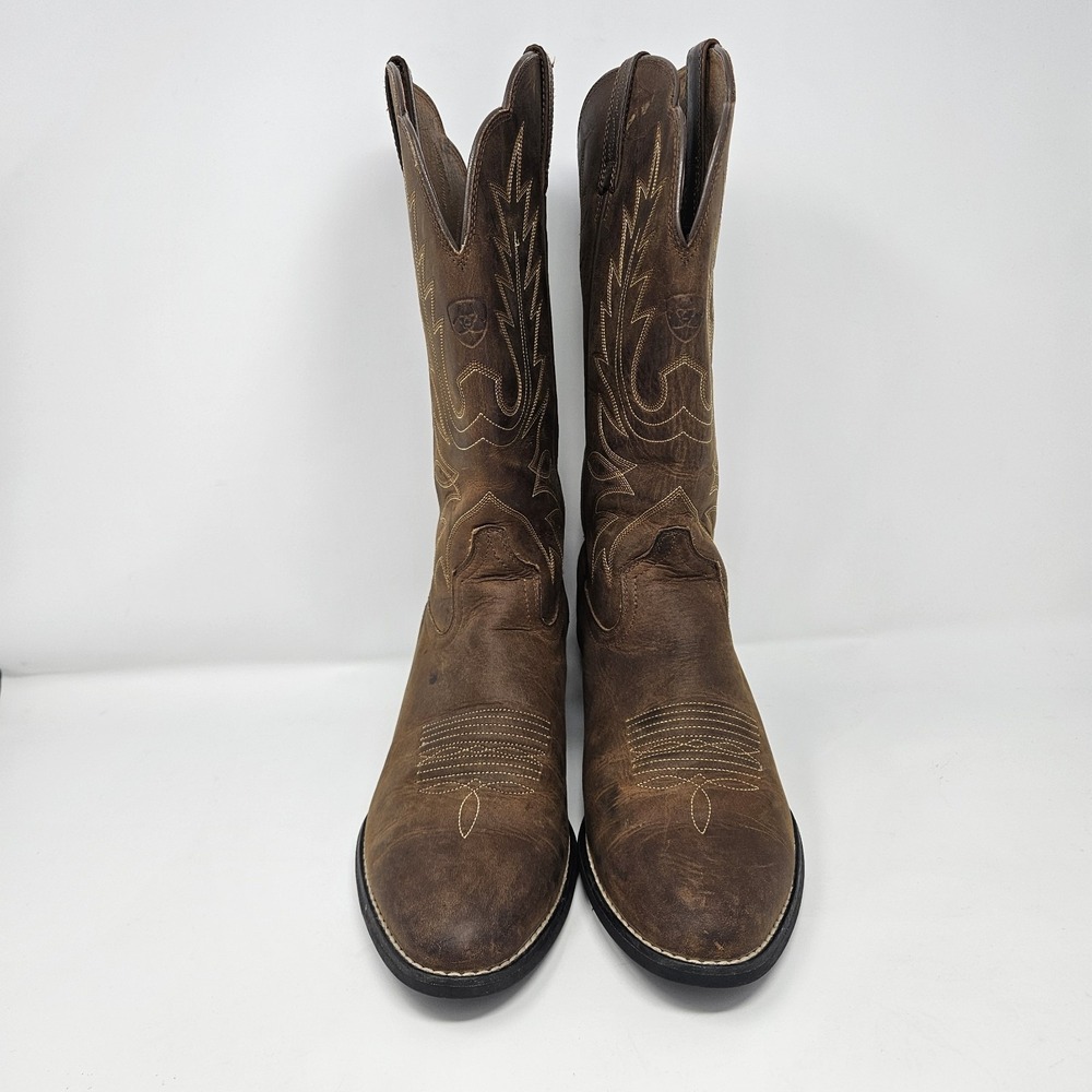 Ariat Mens Cowboy Boots Brown Leather Western Riding Work Boots 9 C 10001027